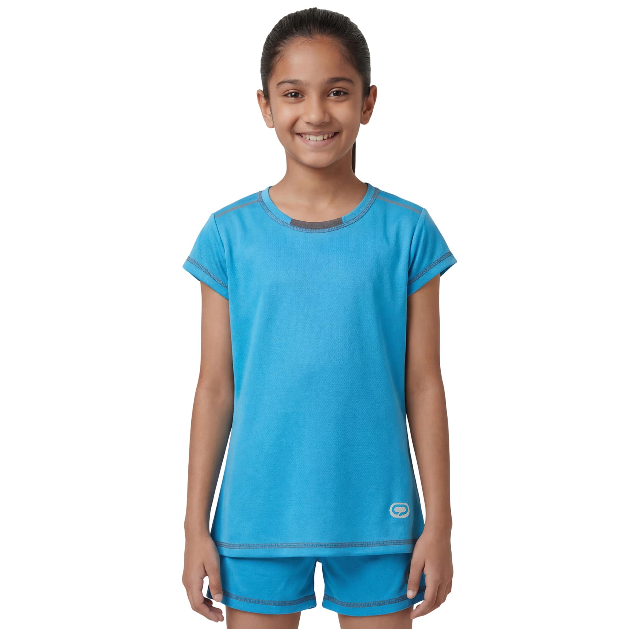 Qiddo Sports Girls Solid Blue Stylish T-Shirt | Quick Dry Polyester Jersey | Lightweight Multi-Sport Activewear-image-25