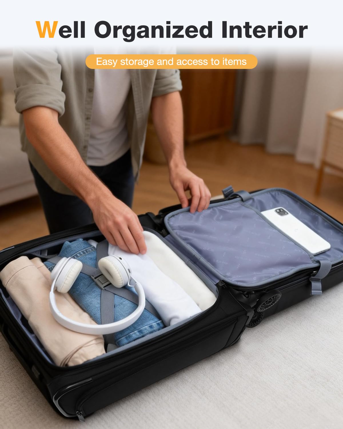 Rucksack mit Rollen, 15,6 Zoll Laptop Rucksack Trolley Leichter Reiserucksack & Business Trolley für Damen/Herren, Ideal als Handgepäck für Reise, Arbeit