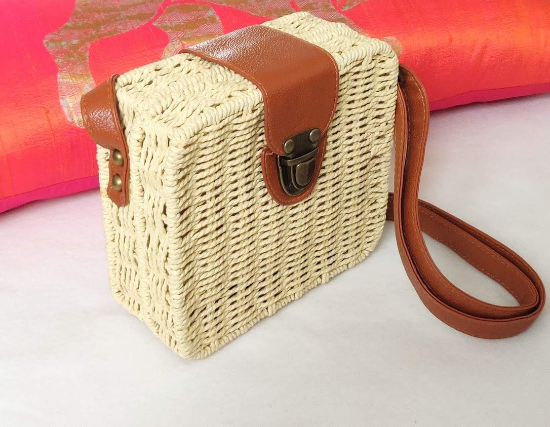 TAMARA ARTEFACTS Fashion Accessory Handmade Rectangular Sling/Cross Body  Straw Hand Bag Rattan (Multicolor) : Amazon.in: Shoes u0026 Handbags