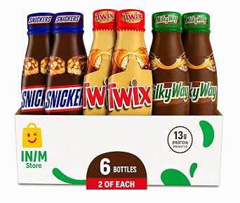 Chocolate Milk Variety Pack 6 Bottles Snickers, Twix & Milky Way Flavor Inspired Chocolate Milk Drinks Candy Style Chocolate & Caramel Milk Beverage | Bundle by INIM Store