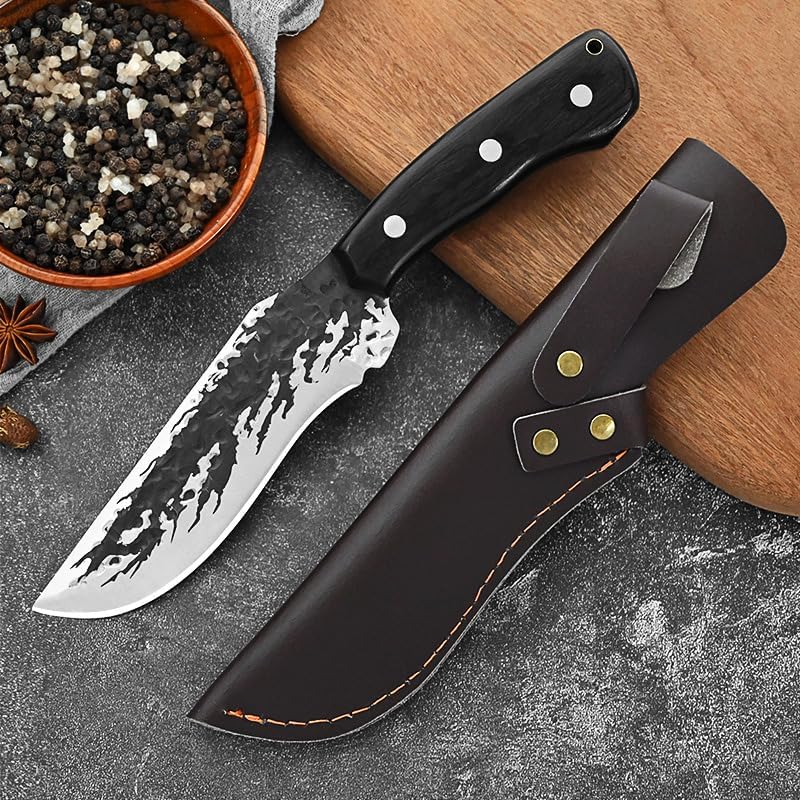 Meat Cleaver,Cleaver Knife 5 Inch 5Cr15mov Meat Cleaver Stainless Steel Kitchen Boning Knife Handmade Forged Chef Butcher Fish Sheep Pig Cooking Knife