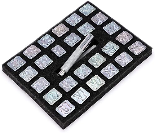 Miniatura 24 de OwnMy Juego de sellos de letras mayúsculas, 1/2 pulgadas/0.512 in, juego de herramientas de sello de letras de cuero, herramientas de estampado
