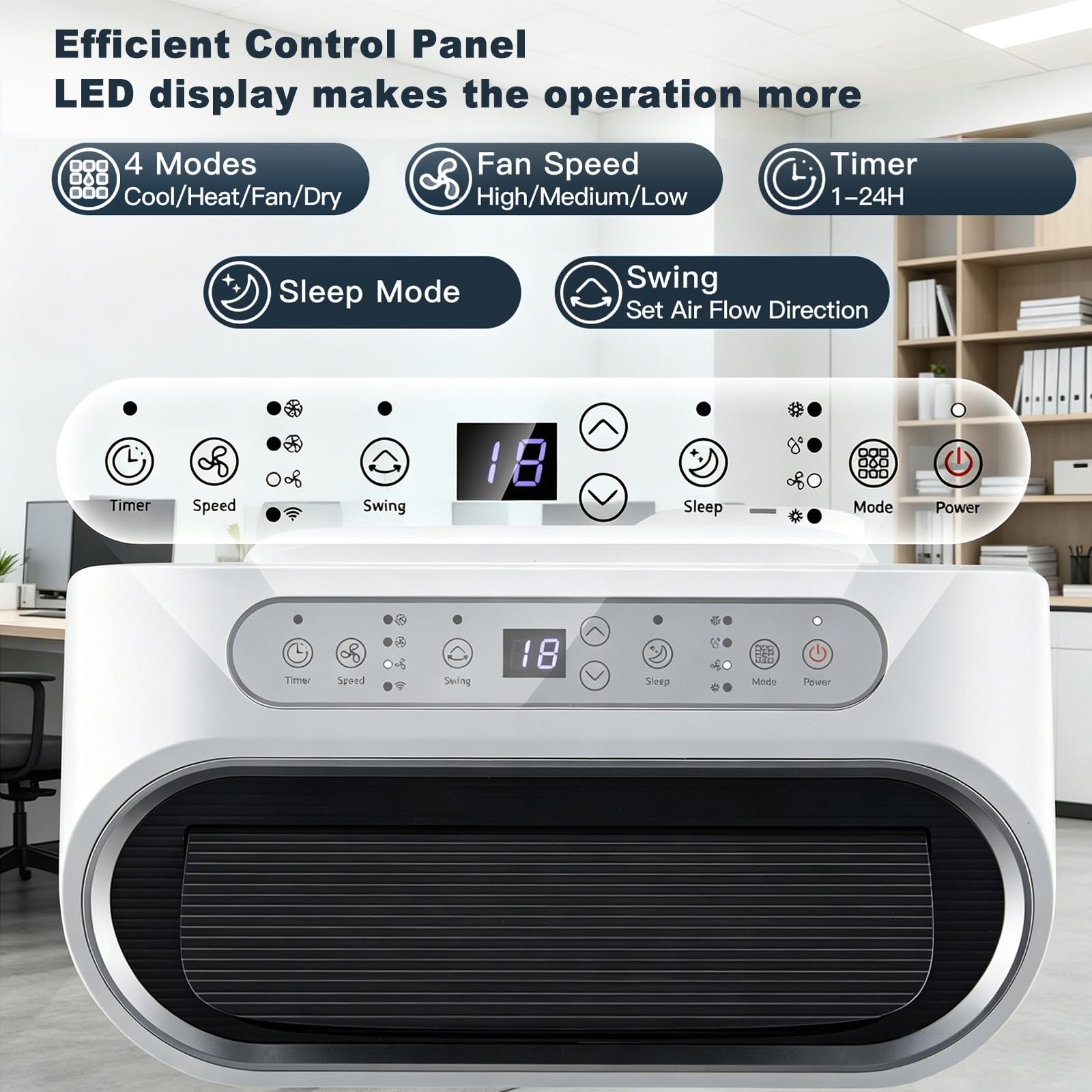 GYMAX Klimaanlage Mobil, 16000 BTU Klimagerät mit Abluftschlauch | Kühlen, Heizen, Entfeuchten, Belüften, Schlafmodus, 3 Windgeschwindigkeiten, 24H-Timer, WIFI