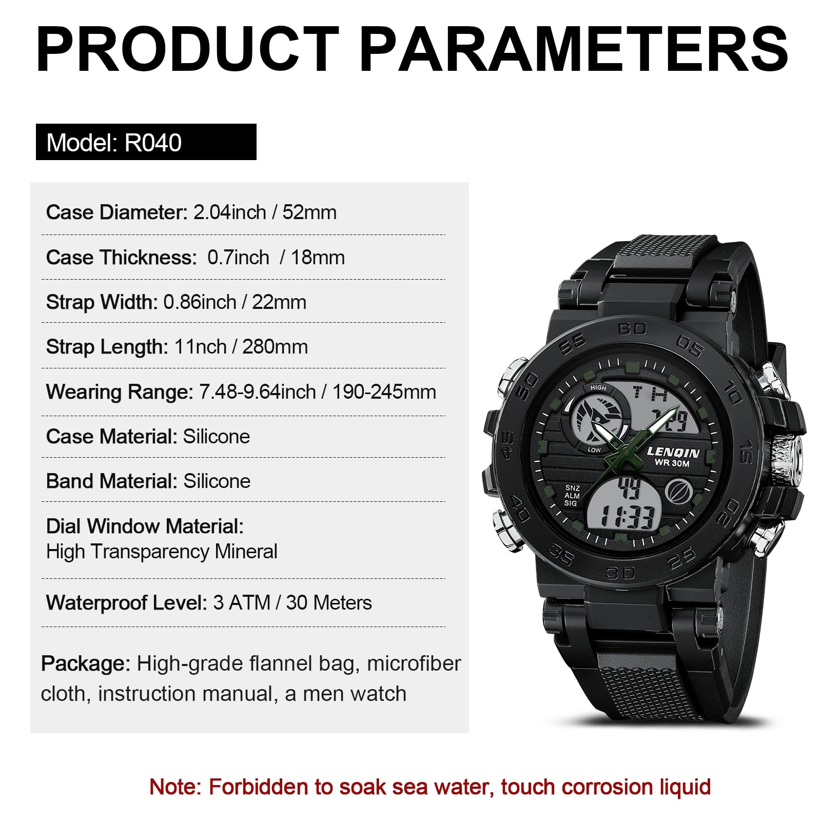 LN LENQIN Mens Watches Digital Military Watch for Men Stopwatch Army Survival Tactical Sports Outdoor Big Face Waterproof Men's Wrist Watches with LED Backlight/Timer/Alarm/Date