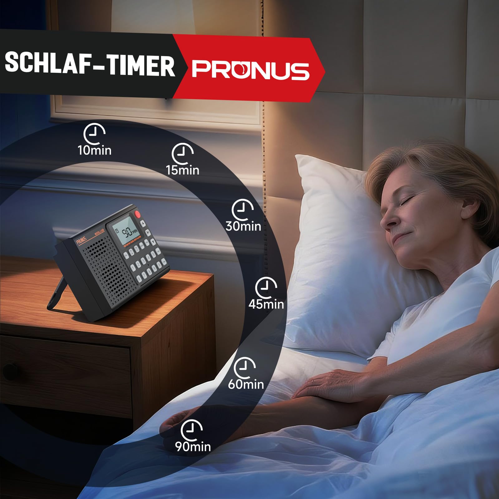 PRUNUS J-168 FM/AM/SW Digital Radio Klein Unterstützt Manueller Preset, Kleines Radio mit Akku 2000mAh, unterstützt Sleep-Timer, Exzellentem Empfang, Tragbare Radios mit Bluetooth 5.0/TF-Player.