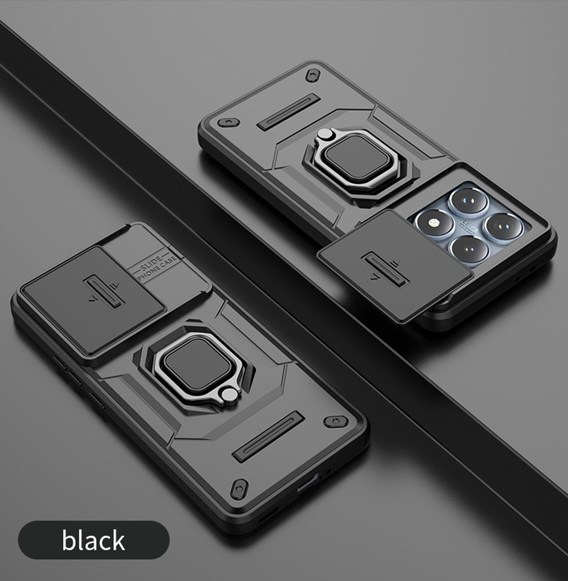 Hülle Für Xiaomi 14T Pro Mit Slide Camera Cover & Ring-Ständer – Stoßfest, Magnetisch, Blau