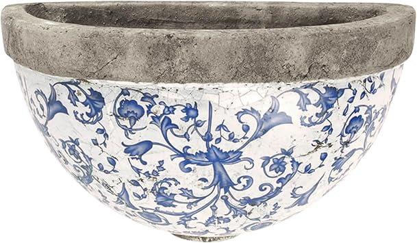 Esschert Design USA Ceramic Wall Planter-Blue/White