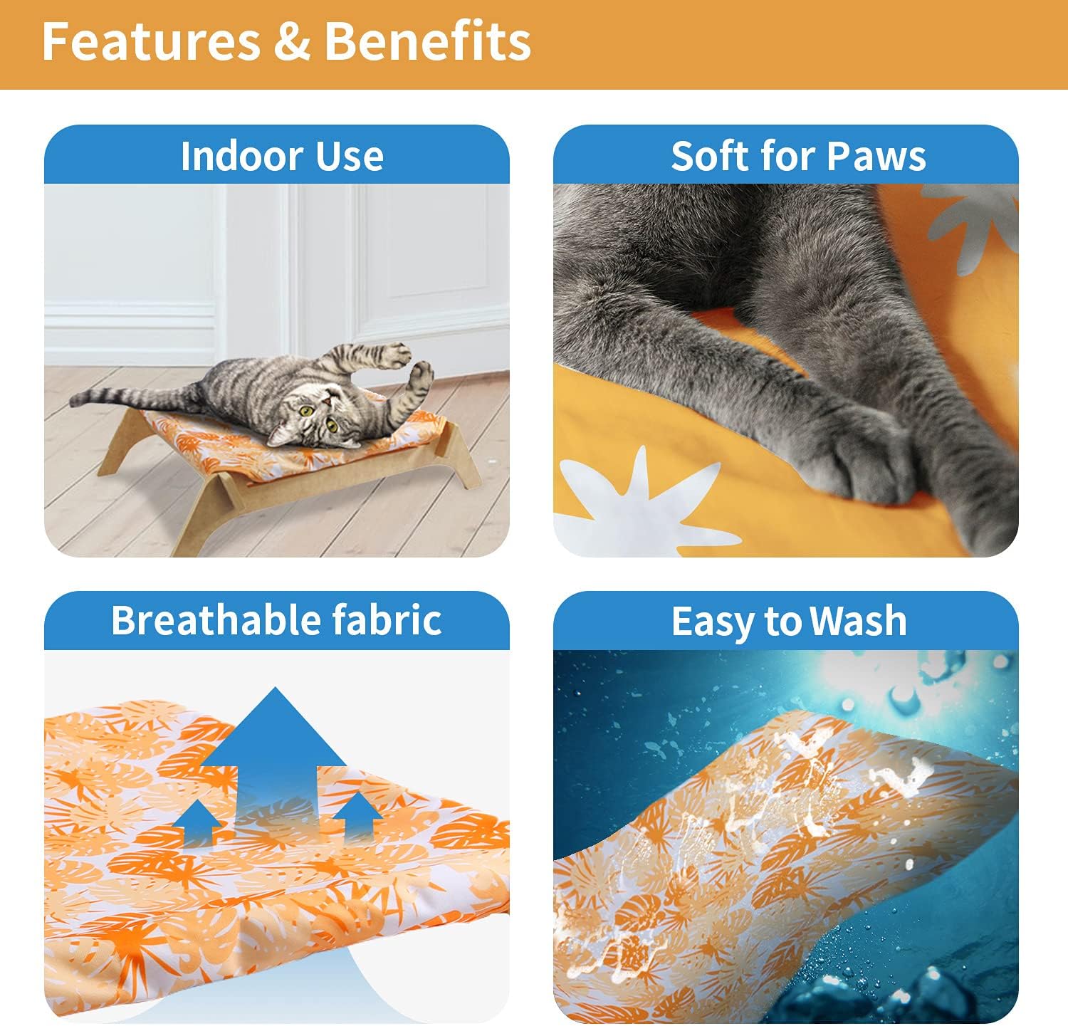 review ALL FOR PAWS Cat Hammock, Elevated Orange Cat Bed Hammock with Durable Suede Fabric, MDF Board Frame Cat Chair, Stable, Comfortable, Moisture and Dust Resistant, Easy to Set Up, Ideal Home Decor