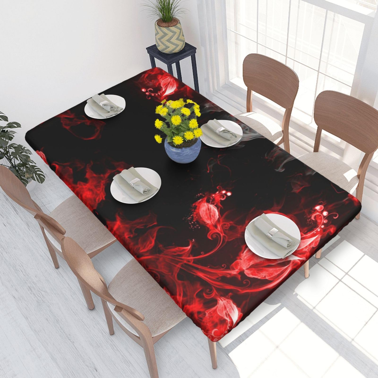 WKSGDSG Fitted Tablecloth For Dining Room 4ft, Elastic Edged Table Cover