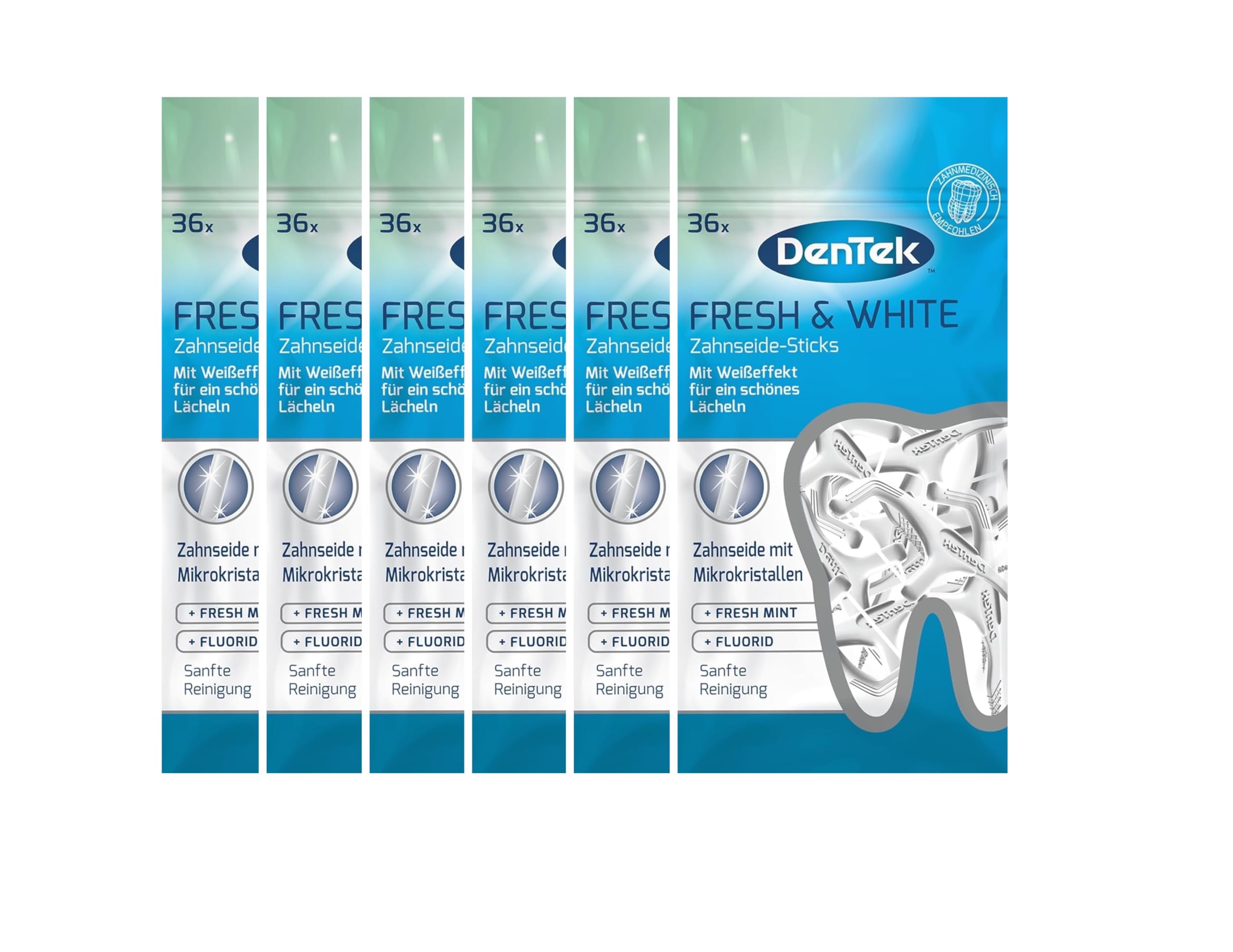 6 x DenTek Fresh & White patyczki z nicią dentystyczną
