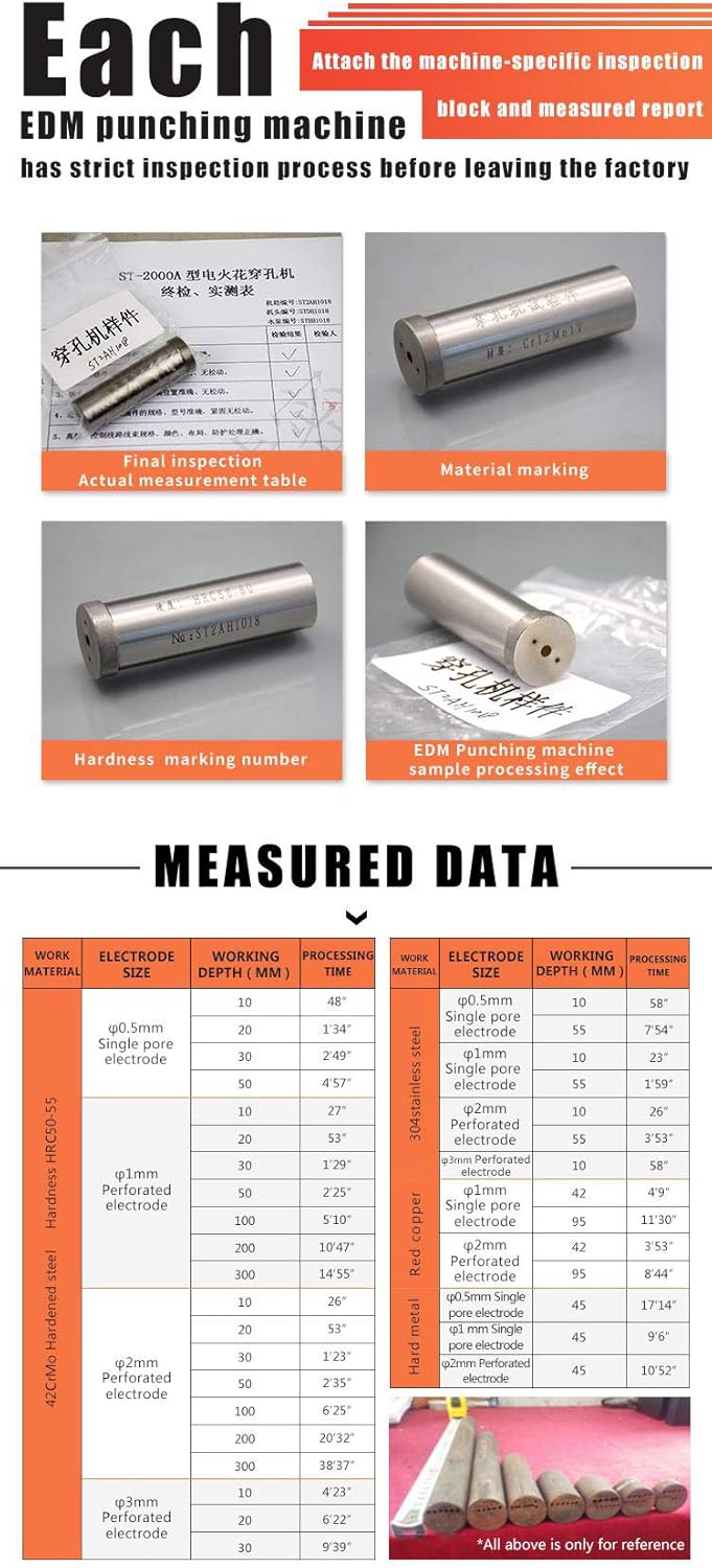Portable EDM Drilling Machine Punching Hole 31/64"-1/8",Mobile EDM Drill Presses Drill 0.5mm-3mm 300mm Depth Setting Benchtop Drill Presses