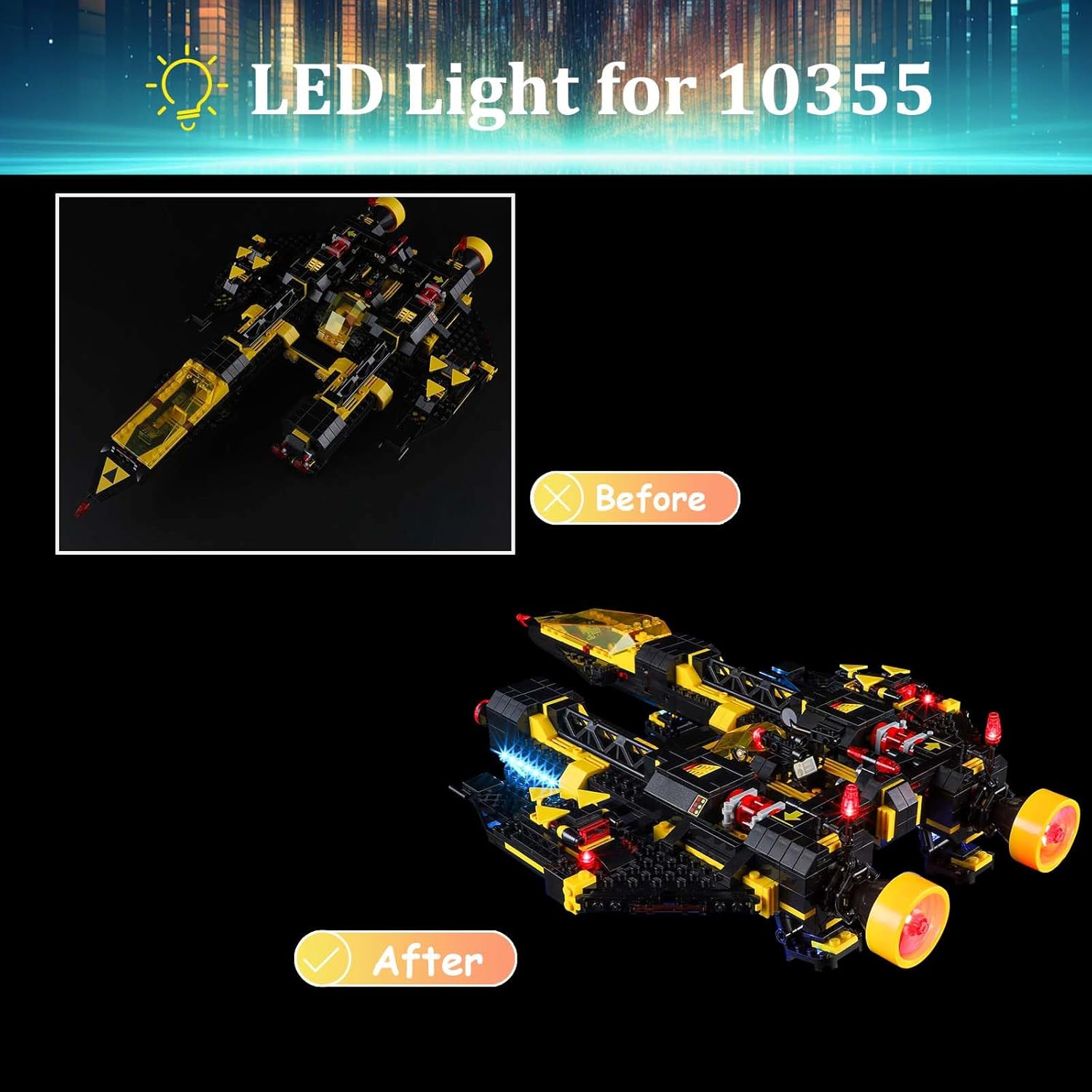 LED Light Kit for Lego 10355 Blacktron Renegade Building Set, Compatible with Lego 10355 Building Blocks Model(Not Include Blocks Set)