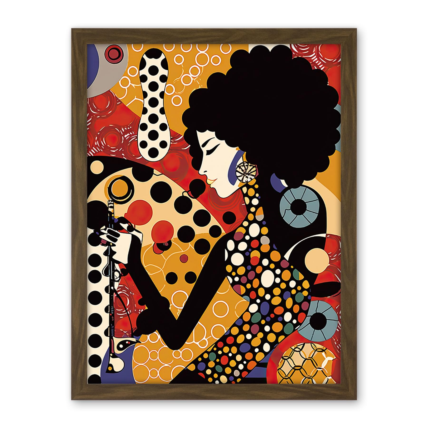 Artery8 Soul Music Singer Multicoloured Dots Pattern Artwork Framed Wall Art Print 18X24 Inch
