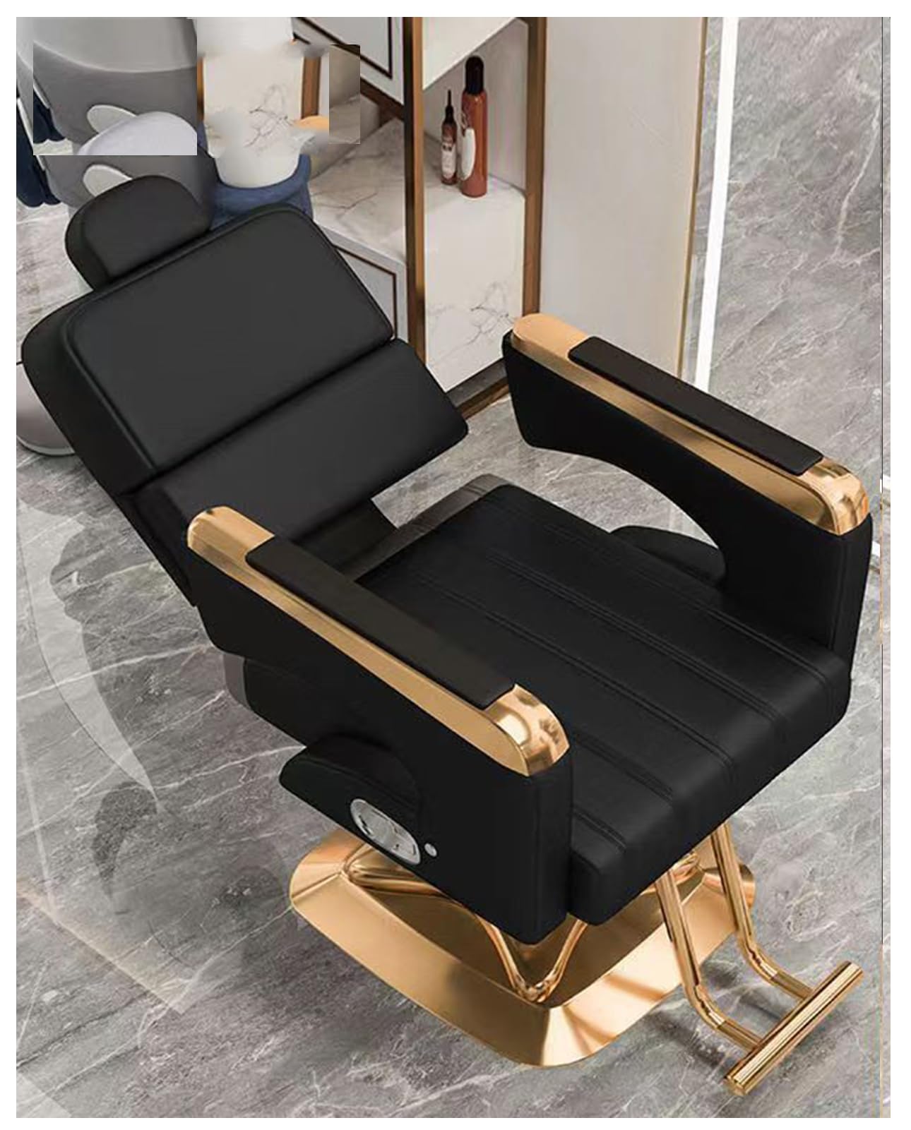 Friseurstuhl mit hydraulischer Pumpe 360° drehbar, verstellbar mit Fußstütze, 150 kg, für Friseursalon Spa Tattoo