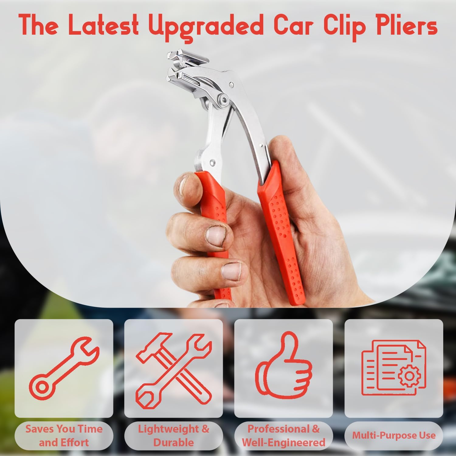 Car Clip Pliers – Auto Clip Removal Tool for Plastic Fasteners, Push Pins & Trim, Professional Panel Removal Tool for Door Panels, Interior & Exterior (1pcs)