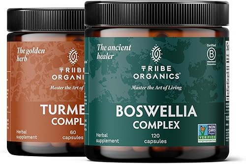TRIBE ORGANICS Resilience Duo - Complejo de curcumina de cúrcuma C3 + Boswellin Super + Jengibre + Bioperina
