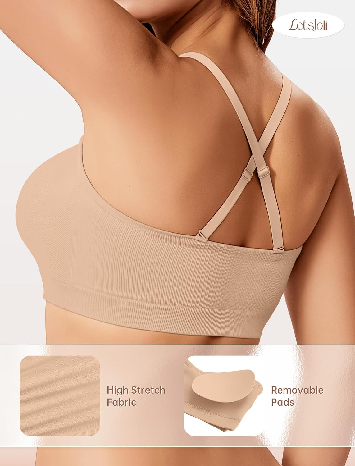 LetsJoli Push Up Strapless Bras for Women Supportive Bandeau Bra Non Slip Wireless No Underwire Padded Tube Bra thumbnail
