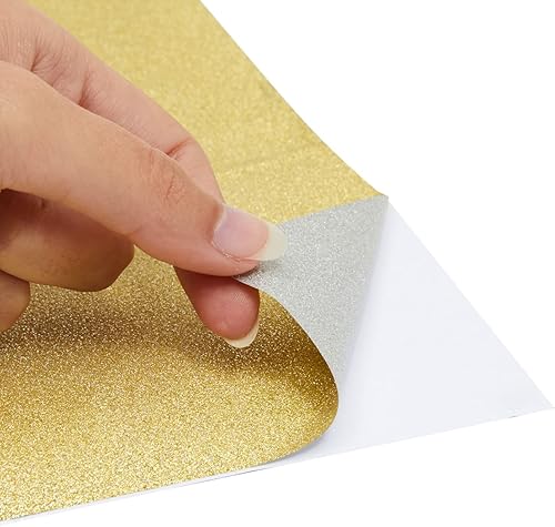 Miniatura 3 de Rollo de papel de contacto con purpurina dorada champán para manualidades de bricolaje, calcomanía artística para álbumes de recortes (17.7 pulgadas