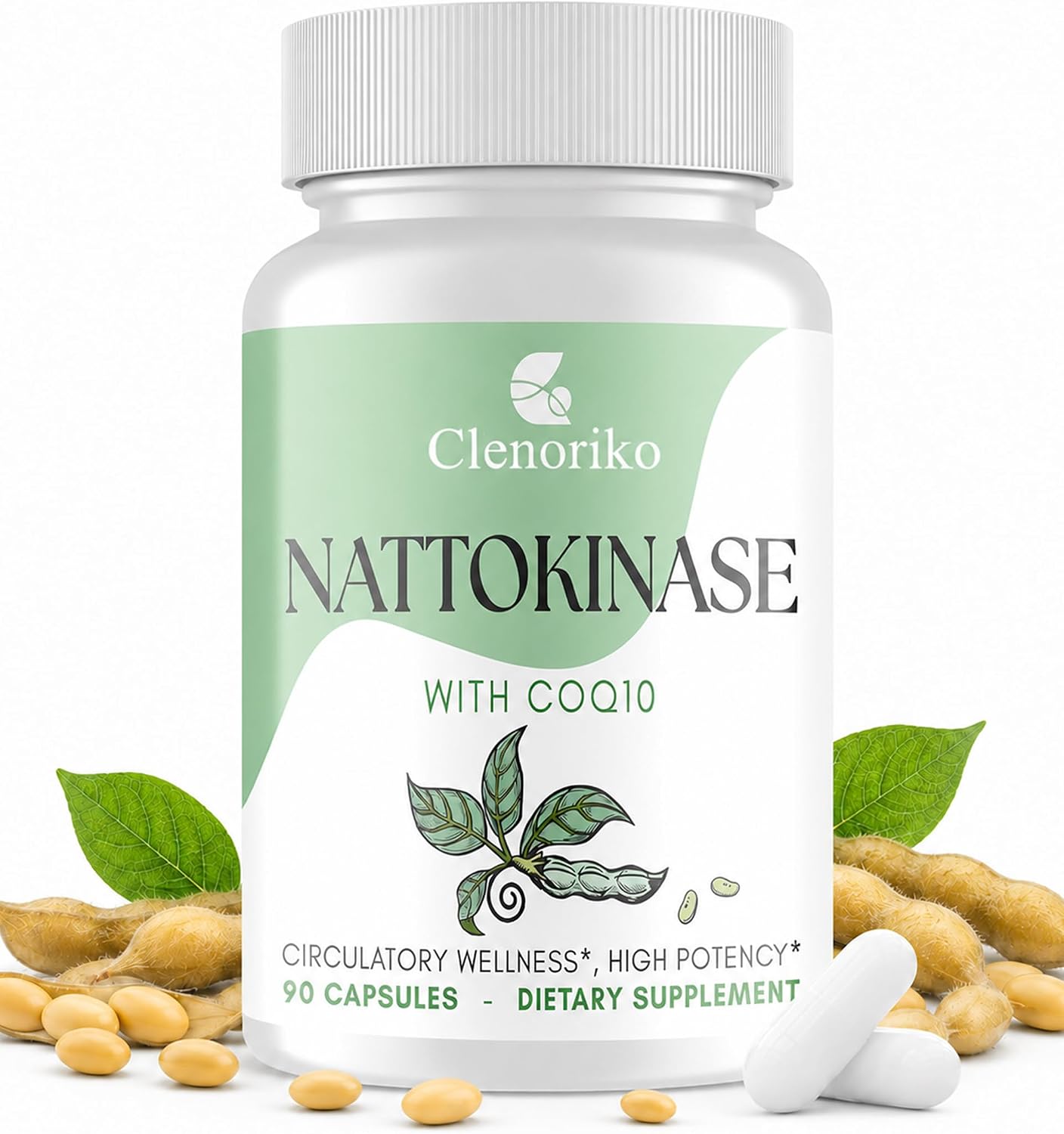 Nattokinase Supplement | Nattokinase 8000 FU and CoQ10 100mg | 400mg Natto Enzyme, 8000 FU per Serving, 90 Capsules (90 Day Supply)