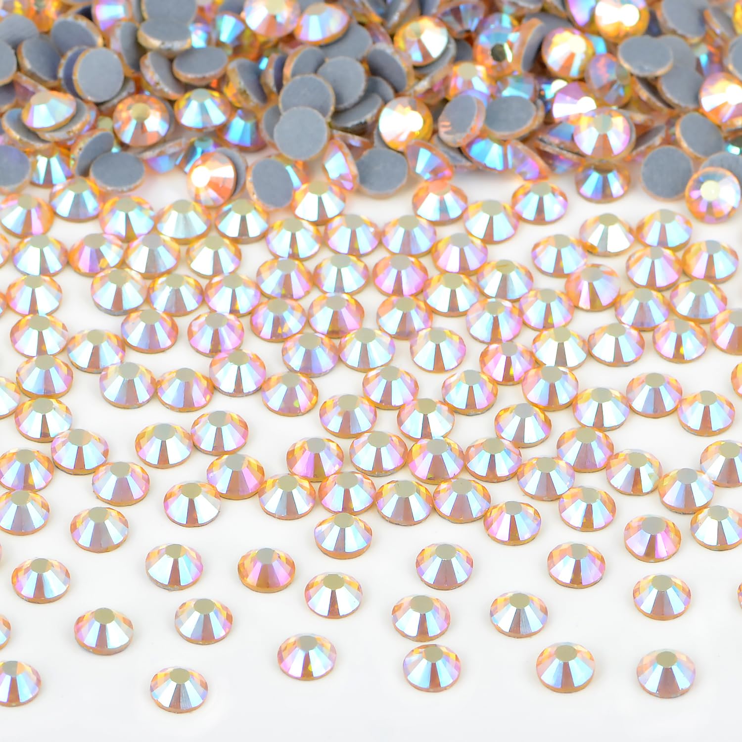 Bymitel Hotfix Crystal Rhinestones Round Gems Iron on DIY Jewelry Making Flat Back for Crafts,Topaz AB, 2.4mm(SS8/2880pcs)