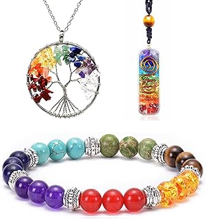 Healing Crystals Set Lava Stone Bracelets for Woman Men 7 Chakra Crystals Healing Bracelet Necklace Stone Tree of Life Pendant positive Energy Yoga Spiritual Natural Gemstone Jewelry Set Triple Protection Bracelet Bring Wealth Luck Prosperity Orgone Pendant Black Tourmaline Necklace for Crystals Healing Energy 7 Chakra Crystal Bracelets Lava Bead Balancing Chakra Crystal and Healing Stones Jewelry Gift