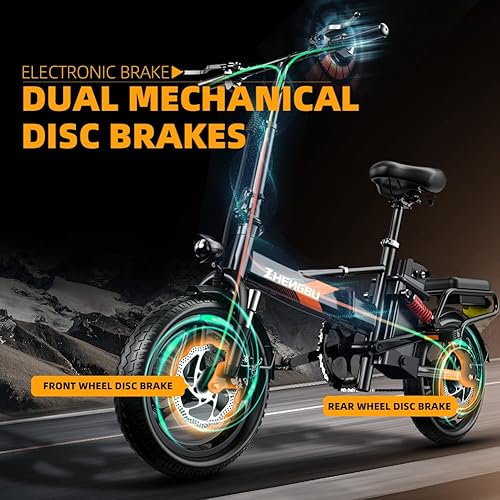 Miniatura 6 de EUY Bicicleta eléctrica bicicleta eléctrica plegable de 14 pulgadas para adultos y adolescentes con batería extraíble de 48 V 18 Ah20 Ah motor de