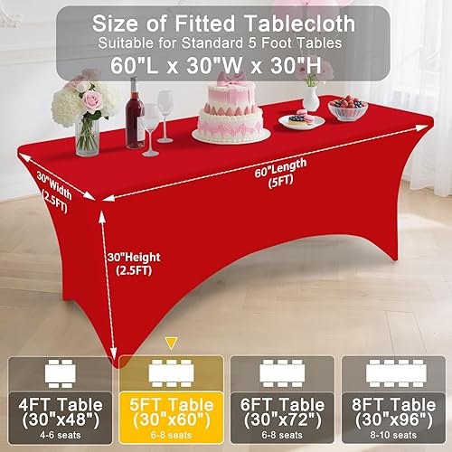 Miniatura 222 de Smiry Paquete de 2 manteles de elastano de 6 pies, elásticos ajustables, lavables y sin arrugas, rectangulares para mesa de patio, para exteriores,