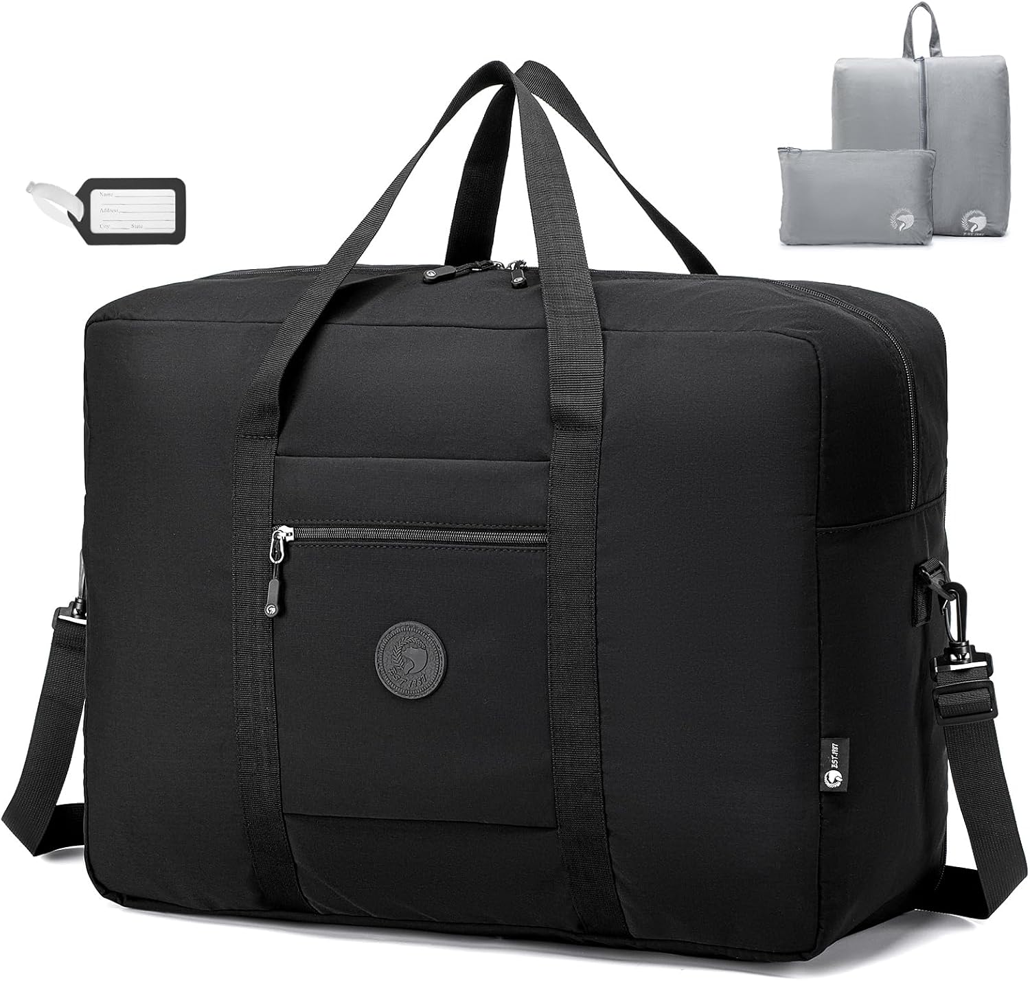 BAGROUPS Bagage Cabine 55x40x20 Avion Tui Lufthansa Airways 45L Extensible Bagage a Main Grand Pliable Sac de Weekend Sport Fitness Imperméable Sacs de Voyage Valise Cabine pour Femme Homme Noir