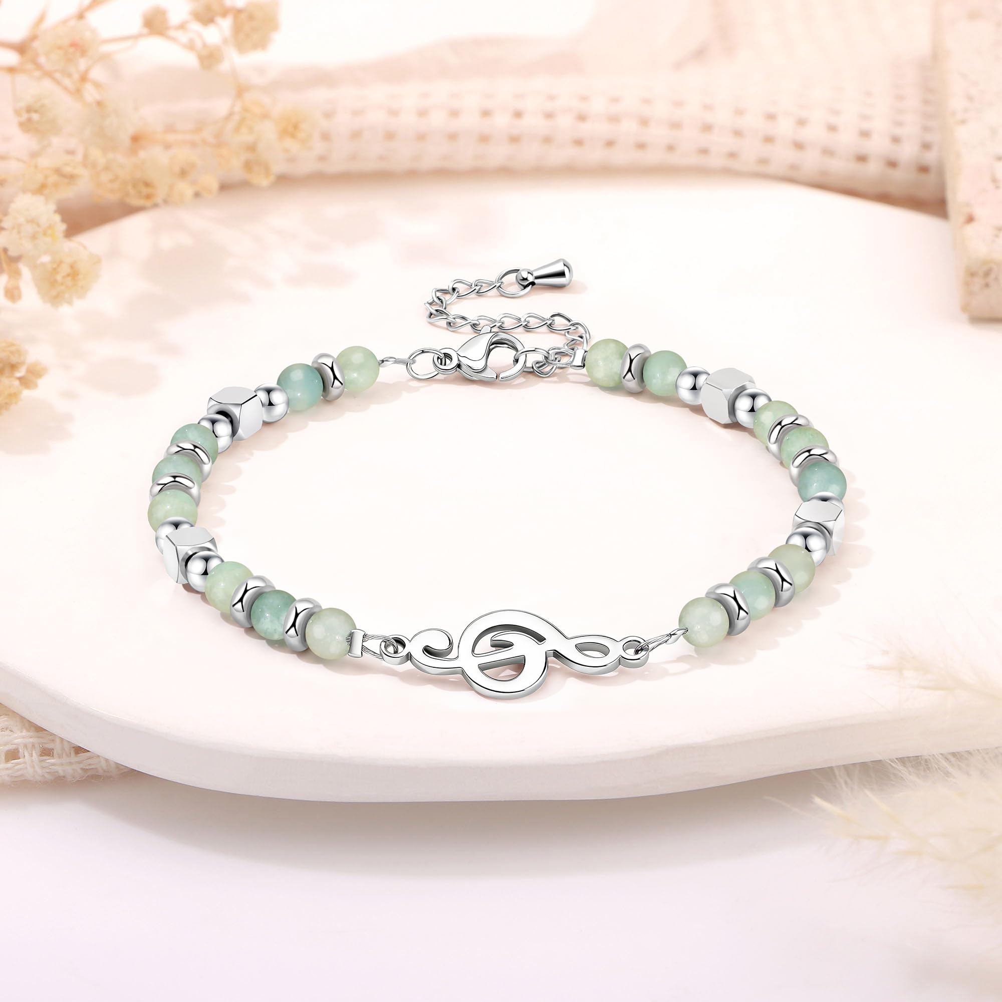 JoycuFF 𝗚𝗶𝗳𝘁𝘀 𝗳𝗼𝗿 𝗪𝗼𝗺𝗲𝗻 𝗠𝗼𝗼𝗻𝘀𝘁𝗼𝗻𝗲 𝗕𝗿𝗮𝗰𝗲𝗹𝗲𝘁 Amazonite Colorful Imperial Jasper Stainless Steel Beads Bracelets, Graduation Christmas Valentines Mothers Day Birthday Gifts