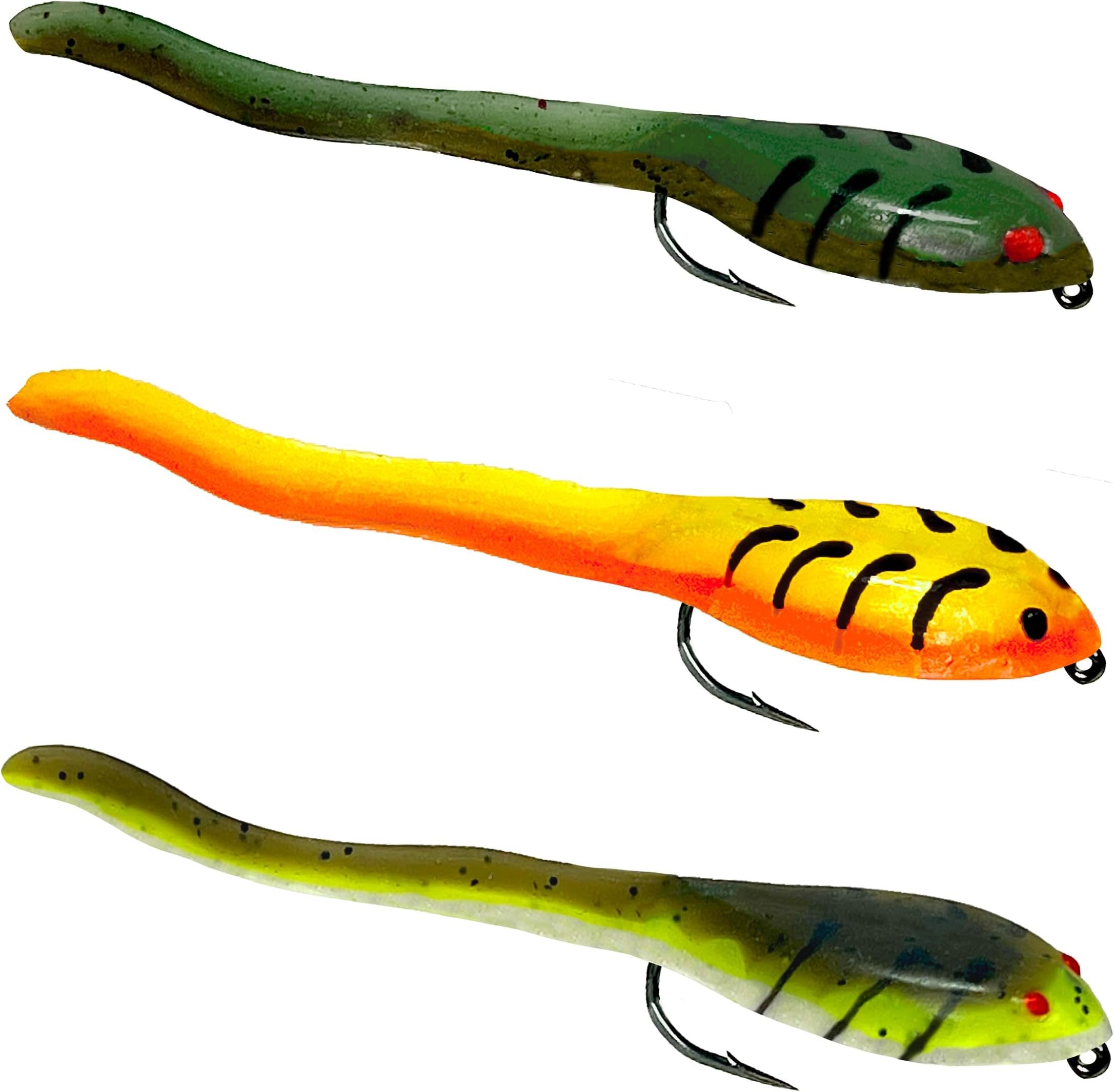DELONG LURES 3" Tadpole pre Rigged Fishing Lures for Bass, Animated Crappie Fishing Bait Scented Pre Rigged Fishing Tackle Fishing Lures for Freshwater