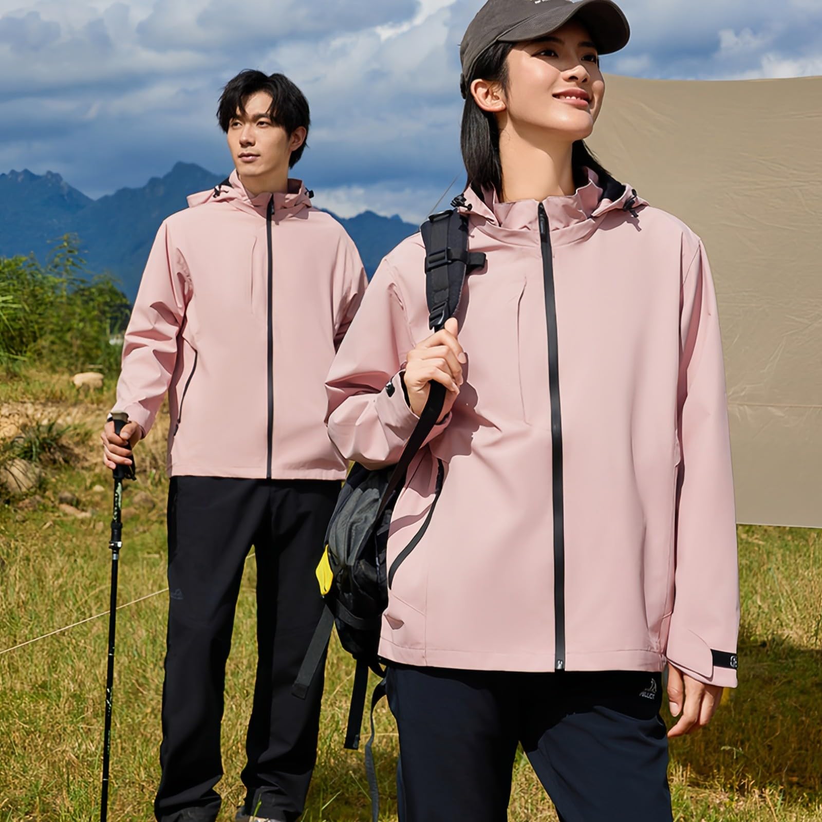 Generisch Chaqueta de invierno para mujer, ligera, resistente al viento, para mujer, senderismo al aire libre, abrigo con capucha, abrigo informal de primavera y otoño, cortavientos estampado para
