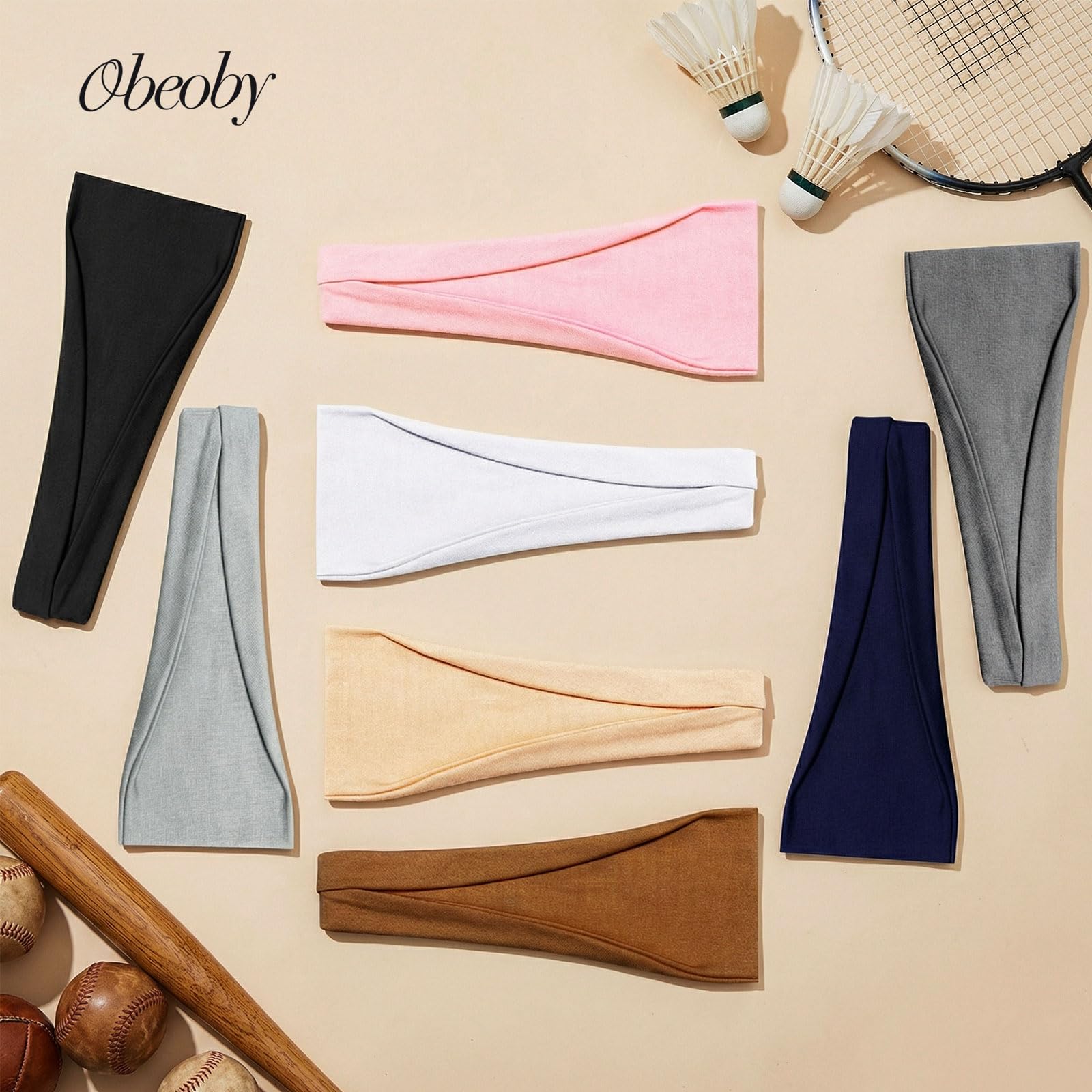 obeoby Fasce per capelli da donna, confezione da 8 fasce larghe alla moda, fasce elastiche per donne per uso quotidiano, sport, yoga, corsa