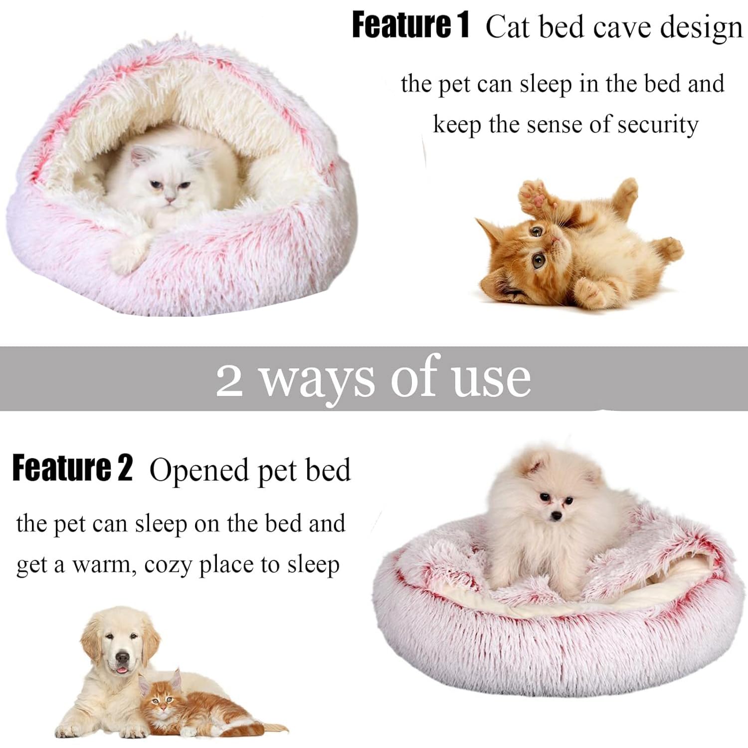 Panier Pour Chien 100 Cm, Lit Rond Moelleux Pour Petits Et Grands Animaux Domestiques, Lit Pour Chats En Peluche Doux Gris