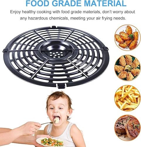 Miniatura 9 de Accesorios para freidora de aire de 8.5 in y 8,5 pulgadas, repuesto para freidora de aire, bandeja redonda de repuesto para carne, pizza, barbacoa,