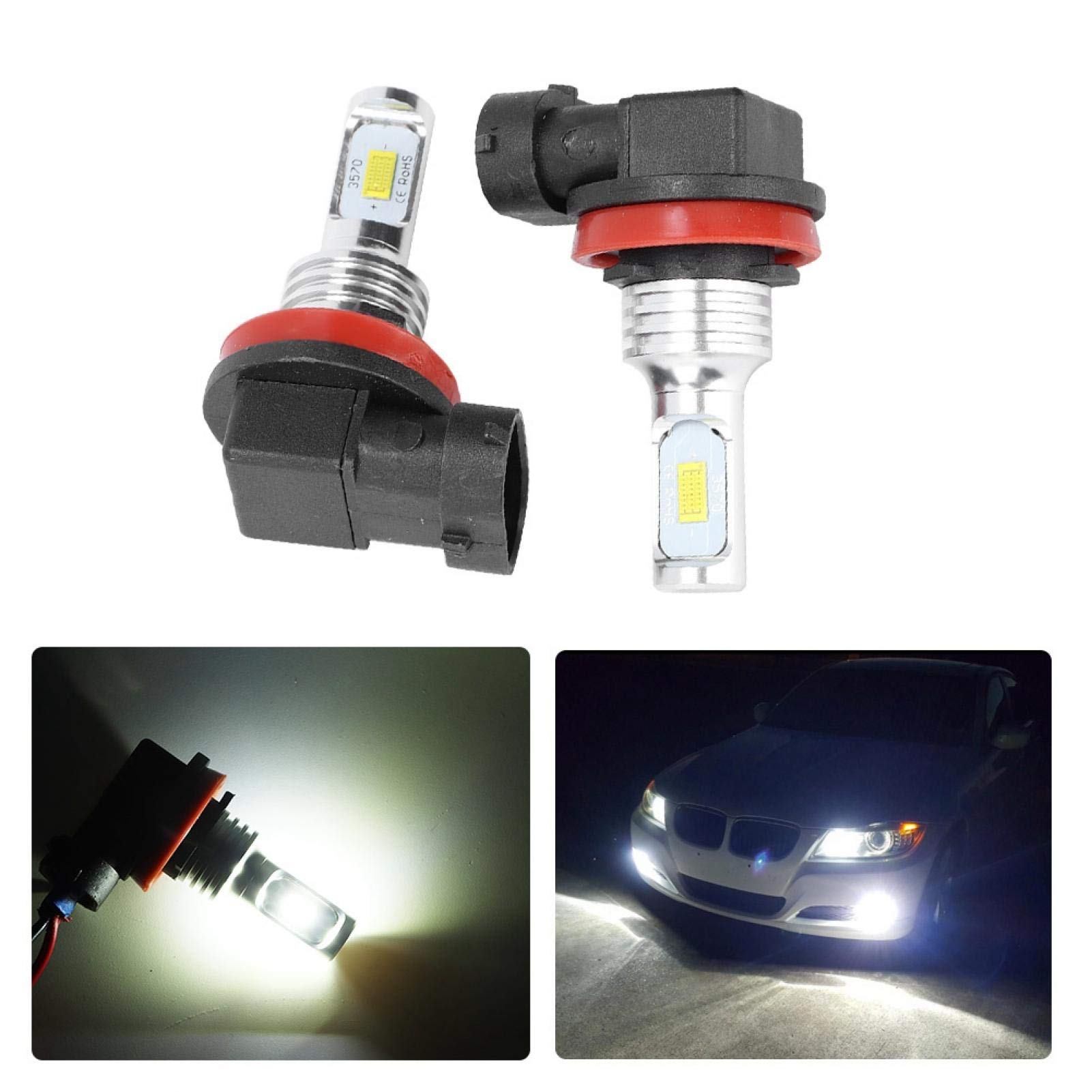 Bombilla antiniebla, H8 H11 80W 8000K CSP Bombilla de luz LED antiniebla blanca, Kit de conversión de luz antiniebla LED para automóvil con decodificación 12-24V Universal para luz de circulación diur