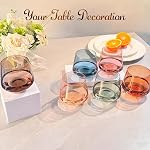 Ensemble de verres à vin sans ardoise 6 , Verres à vin colorés Sans ardillon Multi Couleur Court Tumbler ,14oz , Articles de verre colorés pour le vin ou les boissons douces, Cadeaux de vin unique pour les femmes Anniversaire Mariage