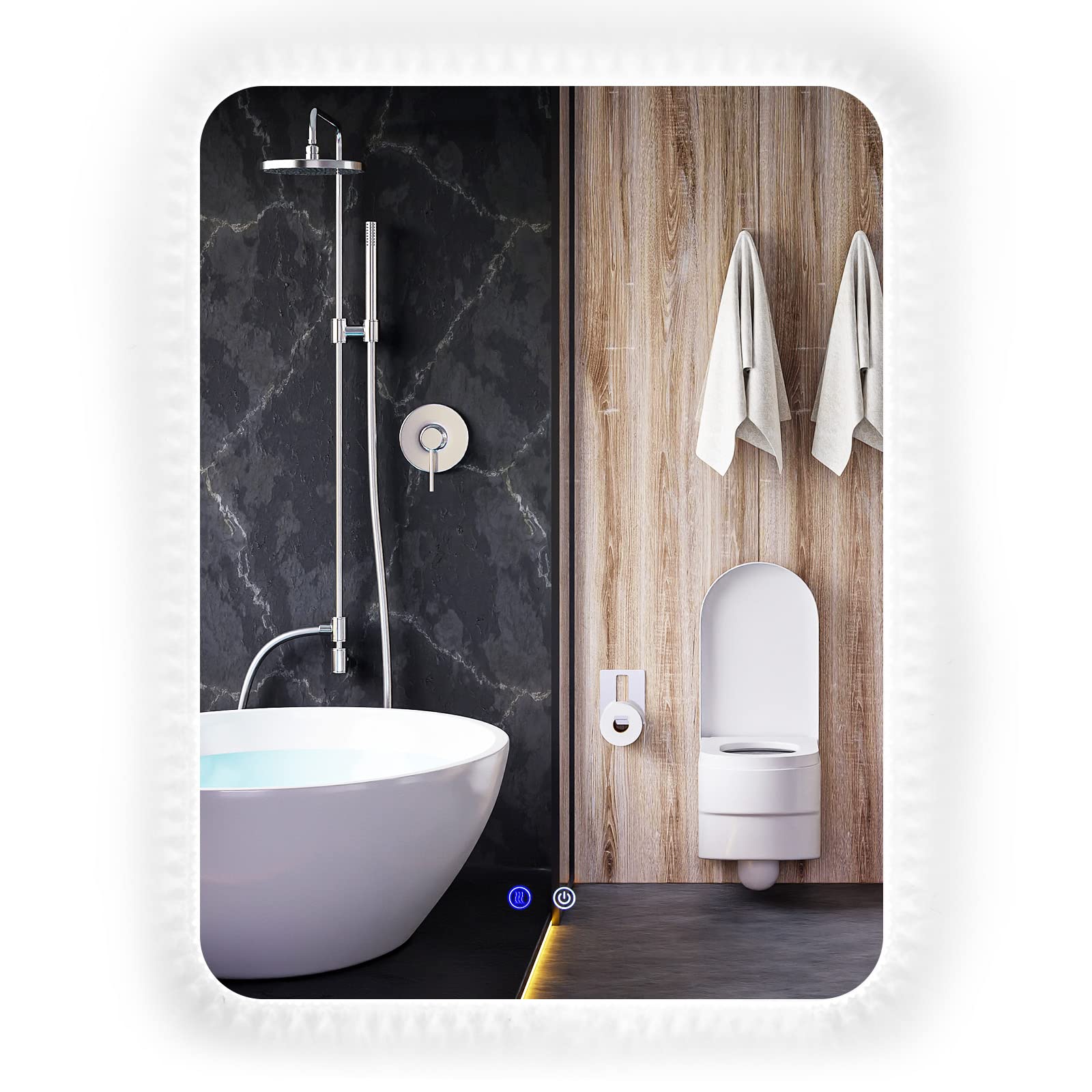 Miroir De Salle De Bain Irrégulier Avec Lumière LED, Miroir Décoratif Asymétrique En Forme De