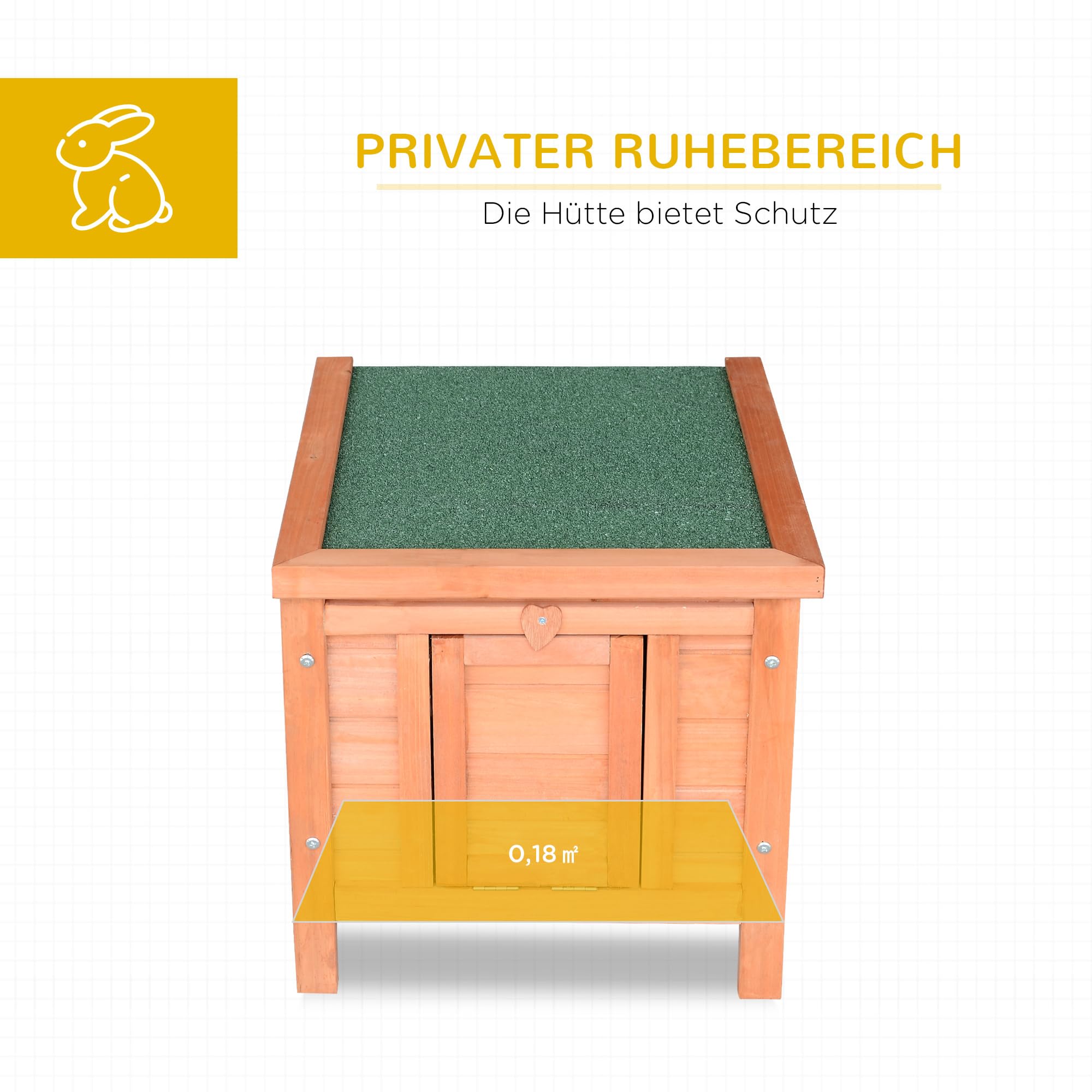 PawHut Kleintierstall Kleintierhaus mit Rampe 51 x 42 x 43 cm Natur+Grün