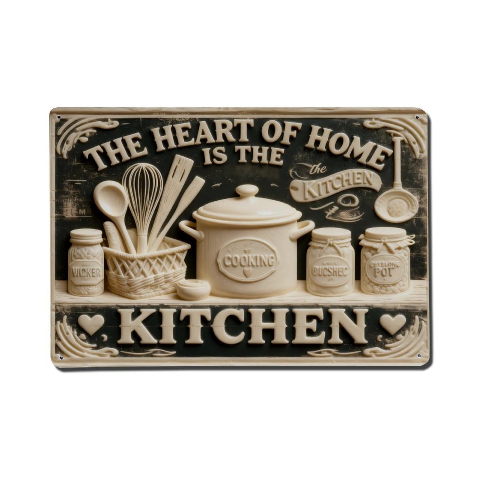 Iageret Vintage Kitchen Utensils And Jars Metal Tin Sign Retro Wall Decor, Bar Garage Cafe Kitchen Home Wall Art Poster Decoration 8X12inches