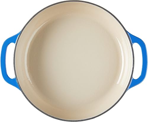 Miniatura 4 de Lodge Cacerola cubierta de hierro fundido esmaltado, 3.6 cuartos de galón, azul caribeño, cazuela ovalada y horno holandés de hierro fundido