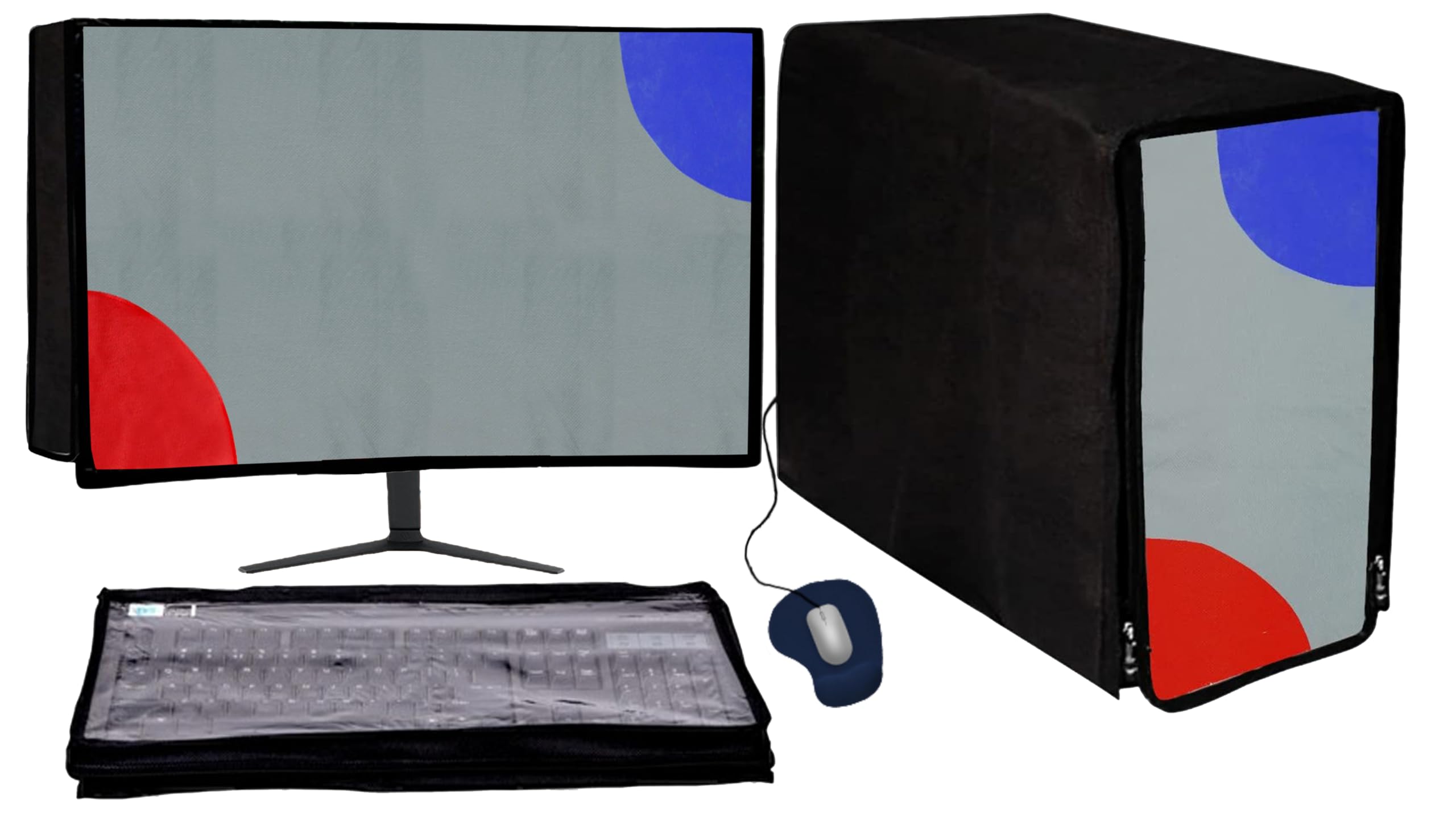 Computer Desktop 3 Pcs PVC Cover Set – Water-Resistant Dust Protection for Monitor, CPU & Keyboard | Extra Zip Closure | Ideal for Office, Home & Business Use (20 Inch)-picture-28