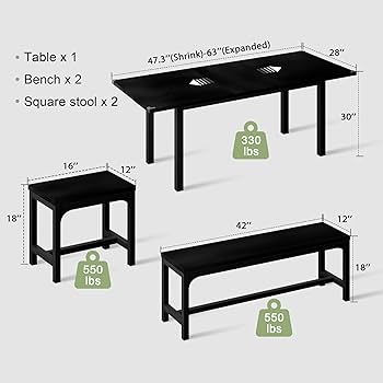 Amazon.com - Feonase 5-Piece Dining Table Set for 4-8 People