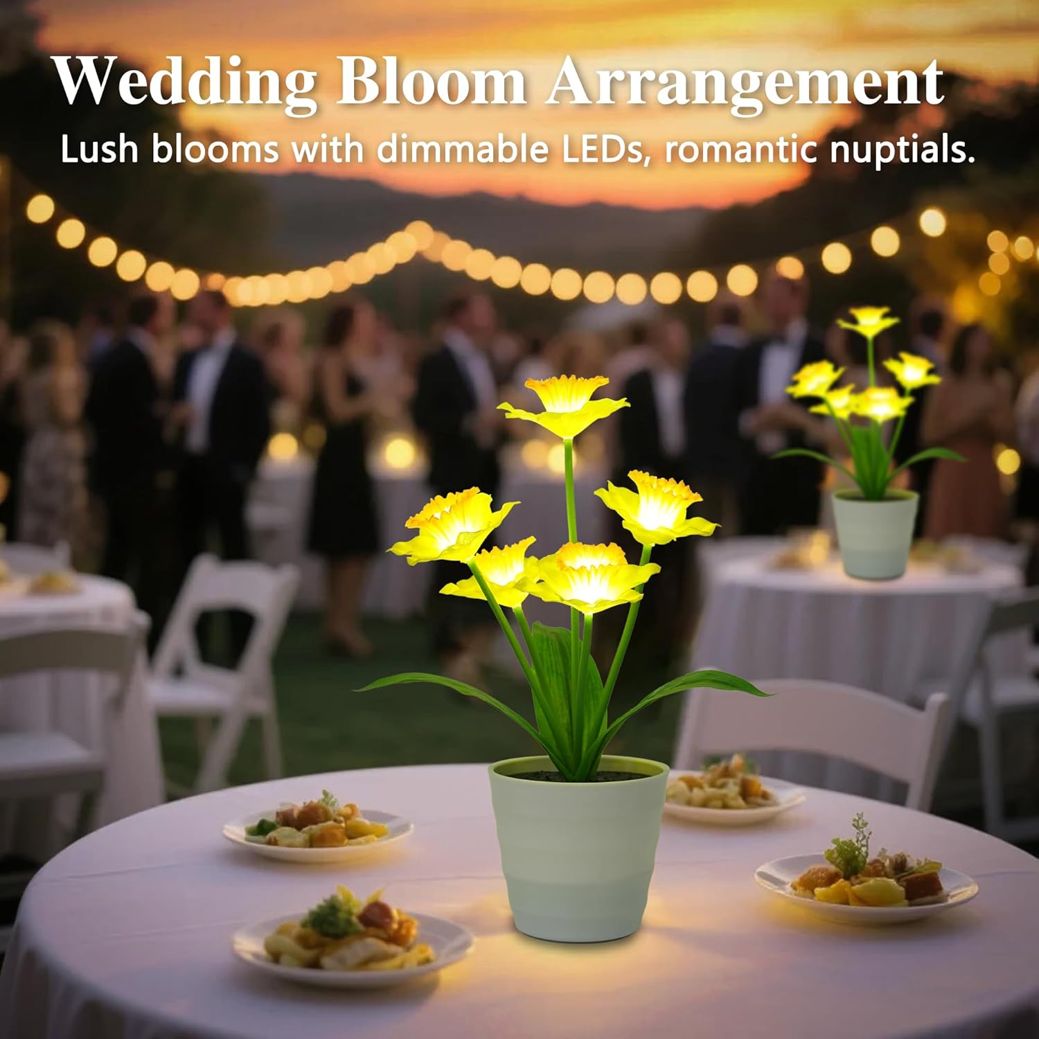 Artificial Yellow Daffodil Flower Lamp Night Light for Bedroom Bar Coffee Shop Wedding Decor, Gifts for Women Mom Daughter Grandma Girlfriend Coworker Friend Birthday Christmas Valentines Mothers Day
