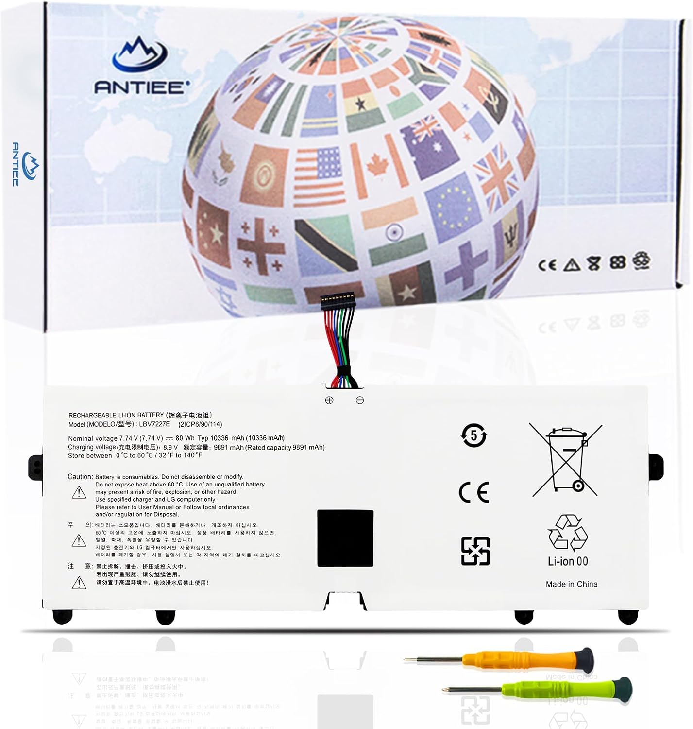 ANTIEE 80Wh LBV7227E Laptop Akku für LG Gram 15 2020 15Z90N 15Z90Q 16 2021 16ZD90P 16Z90P 16Z90PC 16…