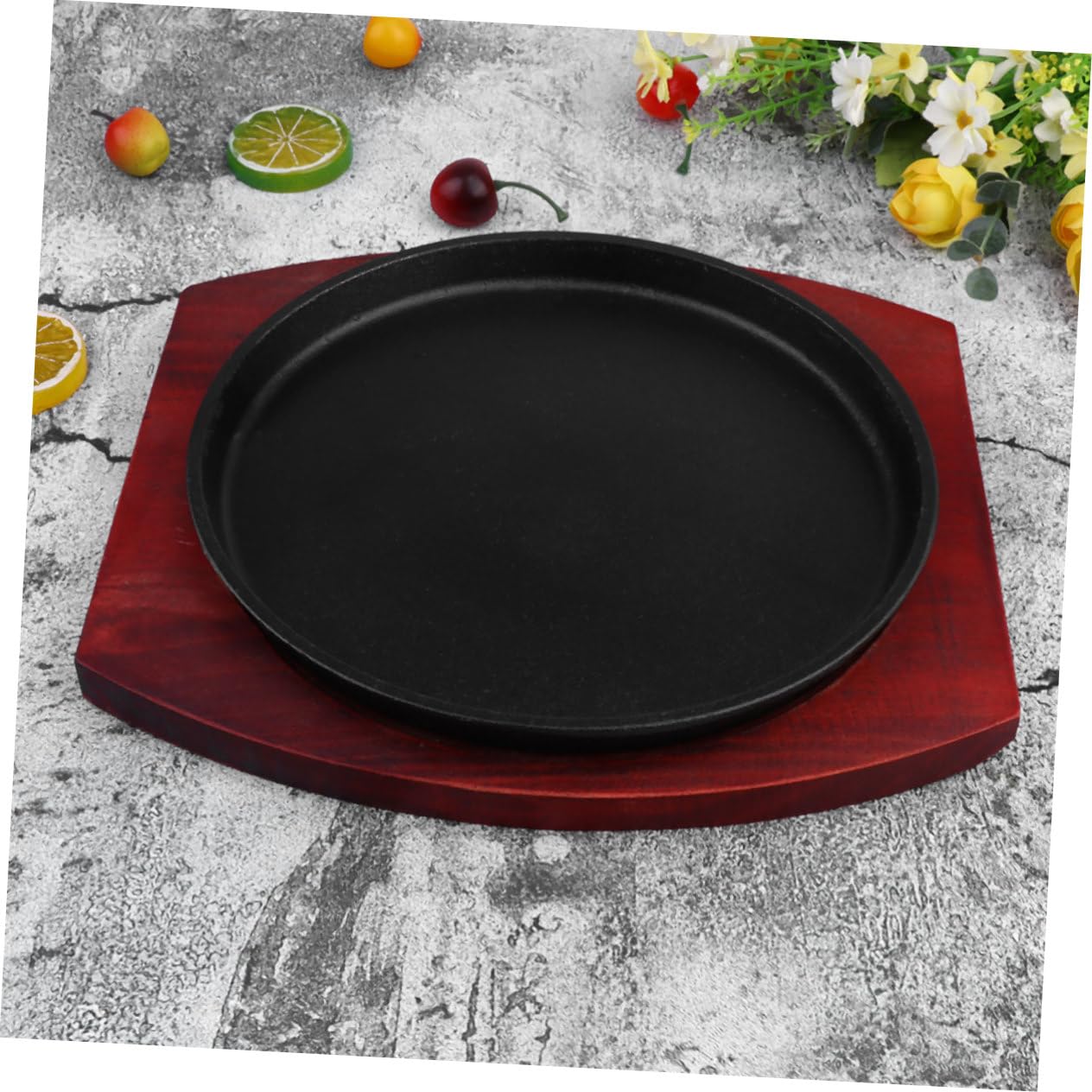 BESTonZON Runde Bratblech Grillplatte Teppanyaki Backform Antihaft Metallbackform Grillschale Bbq-schale Rindersteakplatte Für Spanische Und Japanische Küche Braten Rösten Schmutzabweisend l