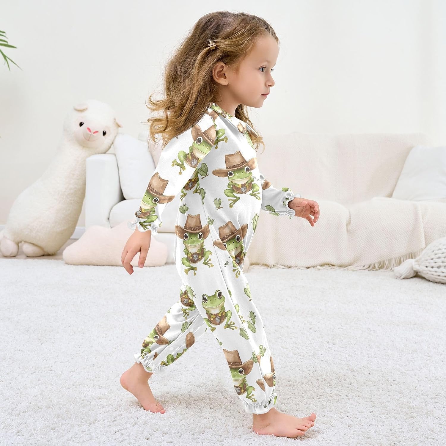 vvfelixl Baby Sleepers Cowboy Frog Long Sleeve Onesie Girl Baby Clothes for Girl Play One-piece for 0-3 months