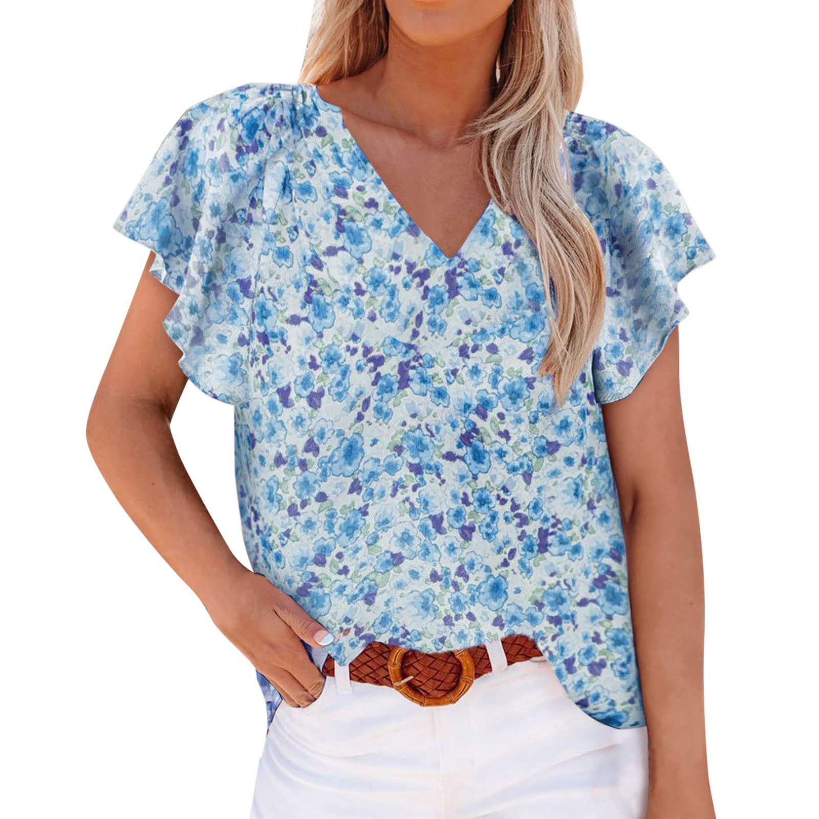 Ollysqiar Womens Vneck Oversized Tees Loose T Shirts Half Sleeve Crew Neck Color Block Cotton Tunic Tops