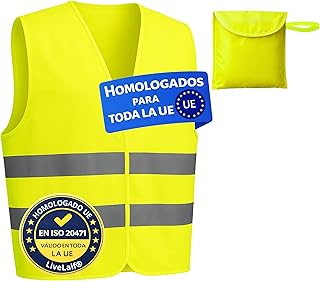 1 Colete Refletivo Homologado + 1 Bolsa Correspondente | Tamanho Único, Unisexo | Colete de Carro Homologado DGT | Colete para Corrida, Colete de Trabalho, Colete Refletivo para Moto