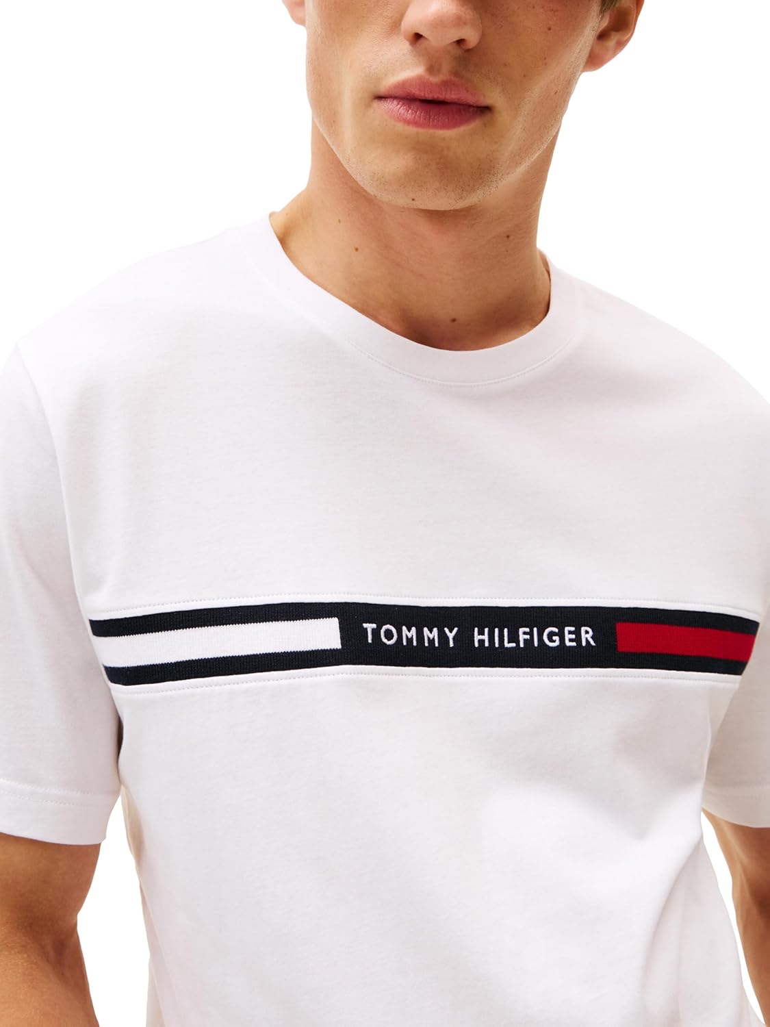 Tommy Hilfiger Mens Short Sleeve Cotton Graphic T-Shirts with Signature Stripe Logo, Also Available in Big & Tall - Image 2