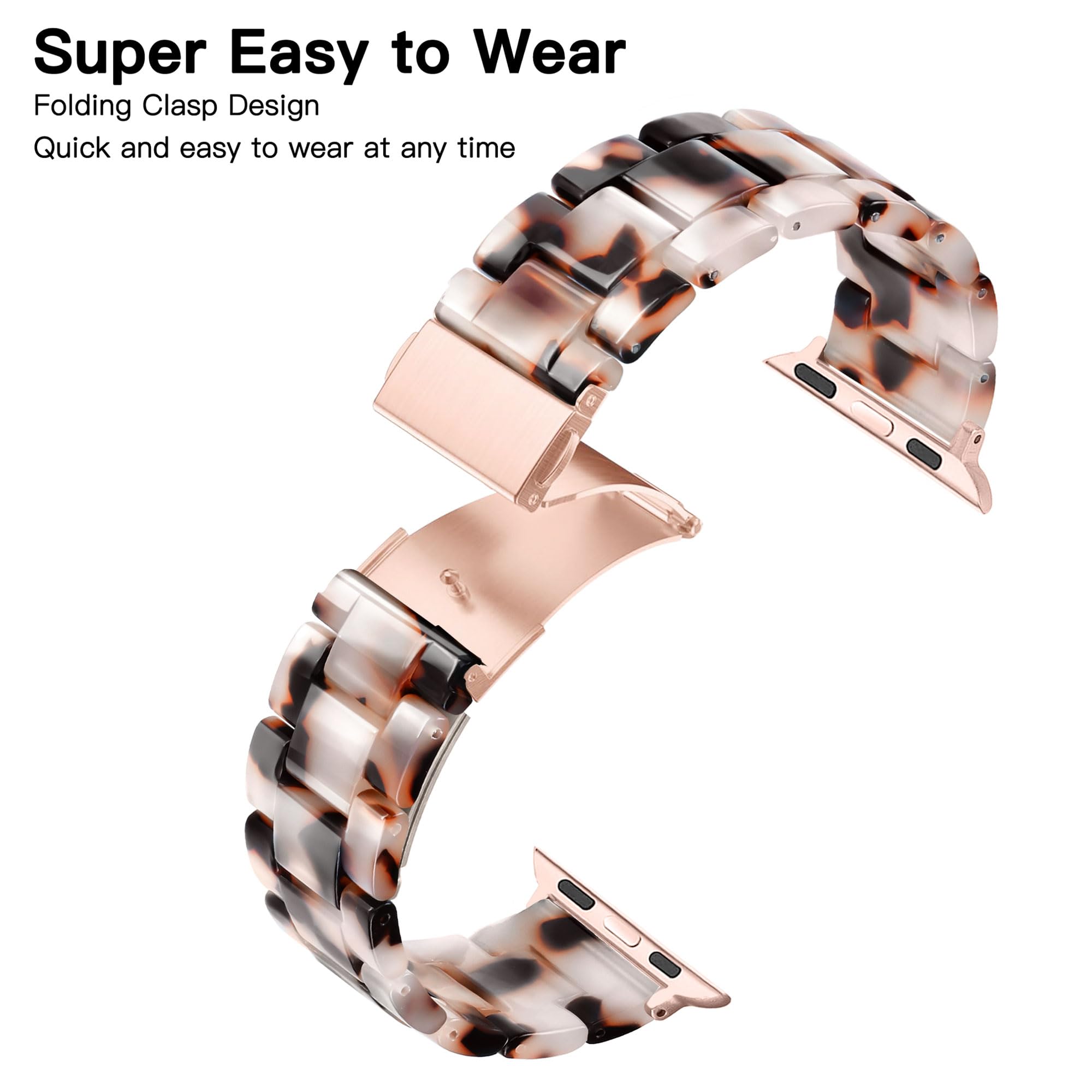 Melyis Resin Band for Apple Watch Bands 42mm 41mm 40mm 38mm fit Apple Watch Bands for Women 40mm iWatch Bands for Women Strap for Apple Watch Series 11 10 9 SE 8 7 6 5 4 3 2-Tortoiseshell Bro product thumbnail 5